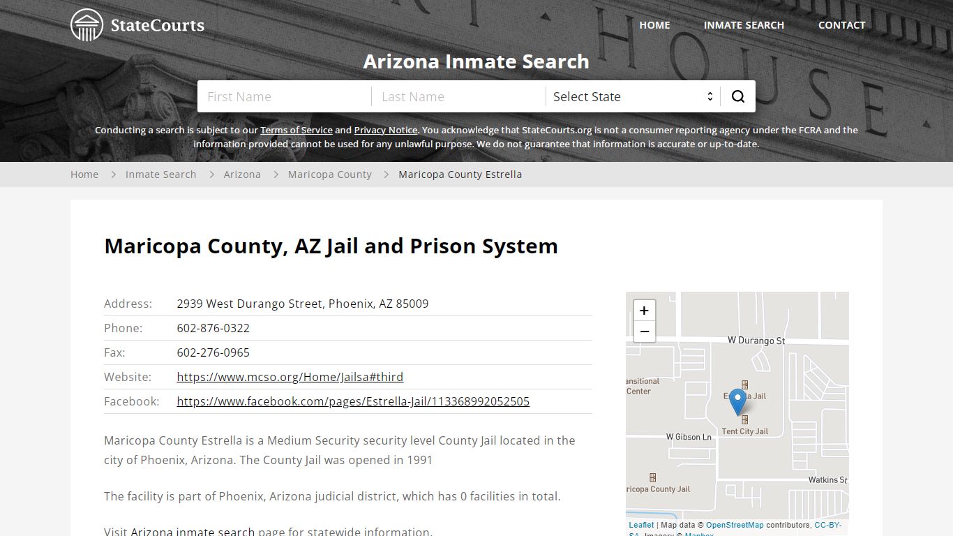 Maricopa County Estrella Inmate Records Search, Arizona ...