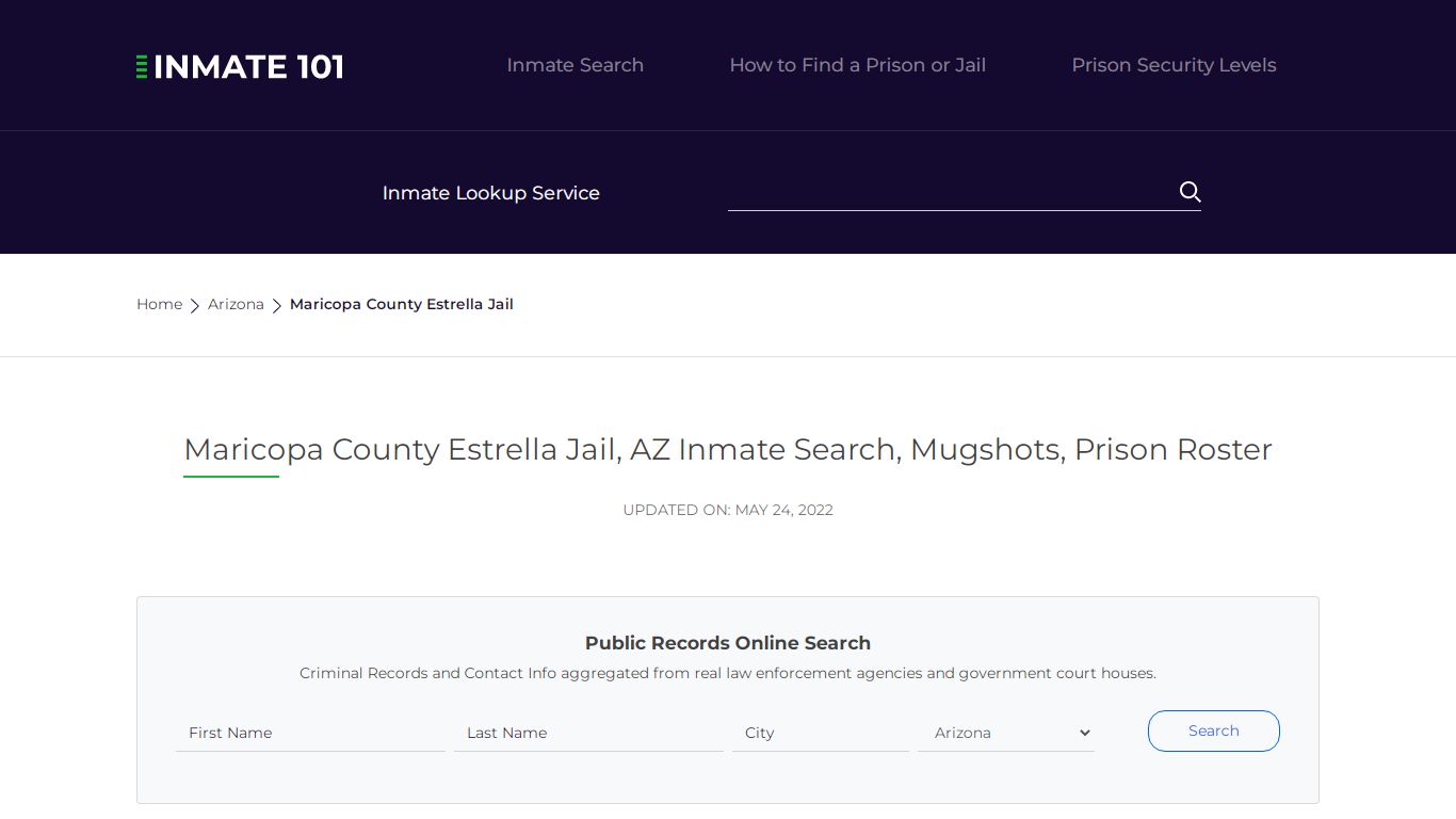 Maricopa County Estrella Jail, AZ Inmate Search, Mugshots ...