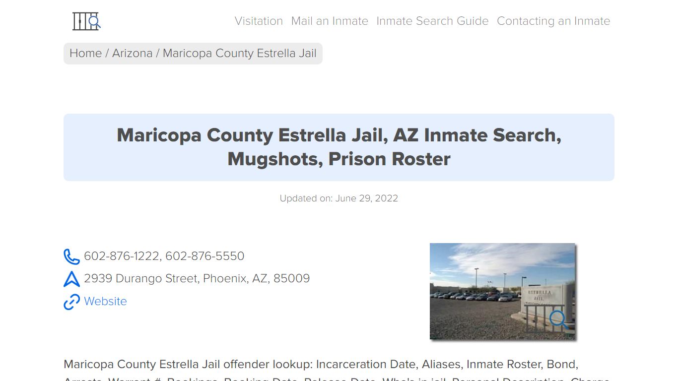 Maricopa County Estrella Jail, AZ Inmate Search, Mugshots ...